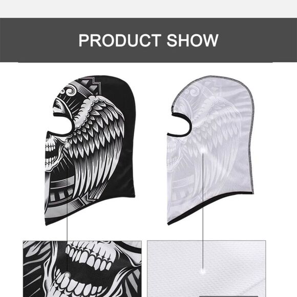 Tactical Skull Ghost Printed Full Face Mask Balaclava Halloween Ski Motorcycle - Picture 5 of 6